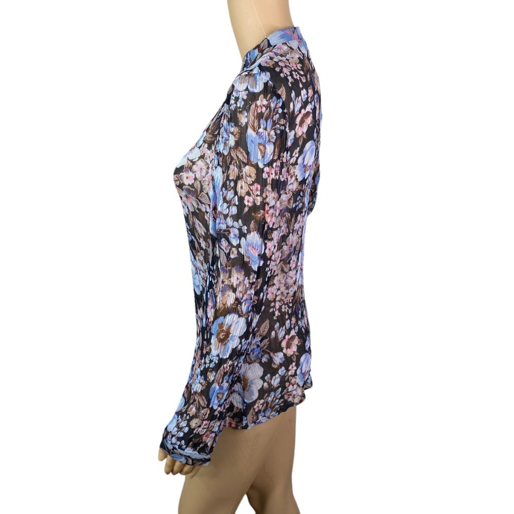 Baum Und Pferdgarten Mertrice Blue Floral Silk Blouse Womens SZ 6 - Picture 11 of 16